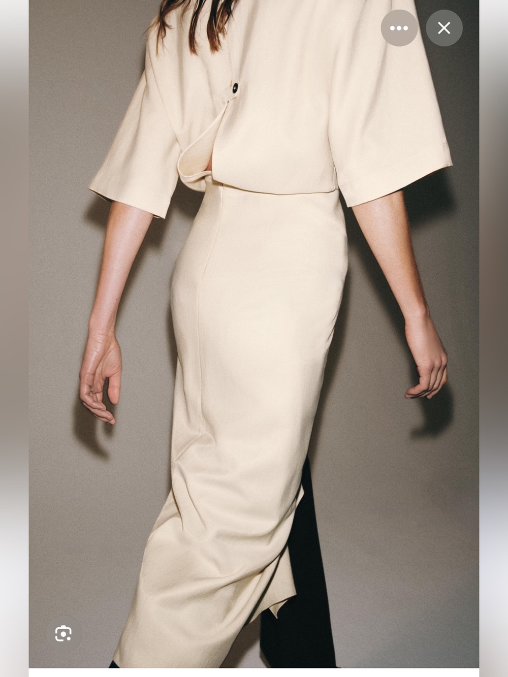 Zara Cream Ruffle-Front Midi Dress - Picture 7 of 11